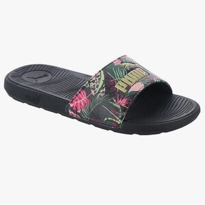 PUMA Cool Cat 2.0 Vacay Queen Slide Sandals Jungle Tropical Pink Green Size 6